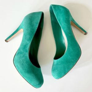 Steve Madden Remmedy Suede Platform Heels, Green, Size 9.5, G+UC